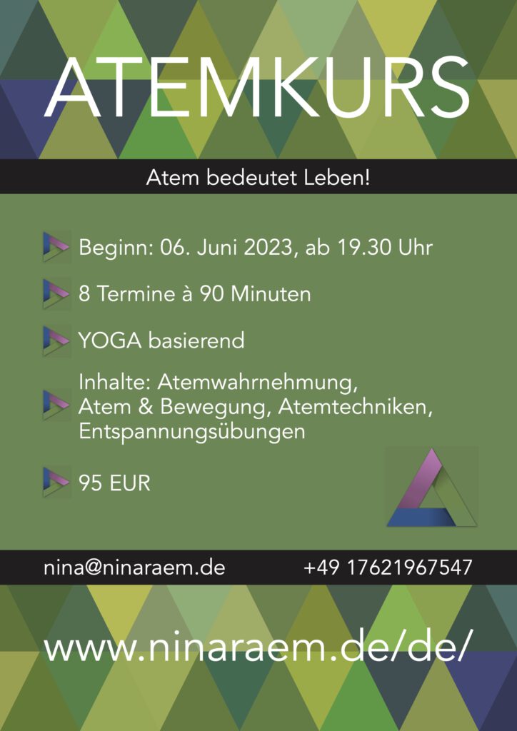 Poster DIN A3 zum Atemkurs in Berlin-Friedrichshain ab dem 06. Juni 2023 um  19.30 Uhr